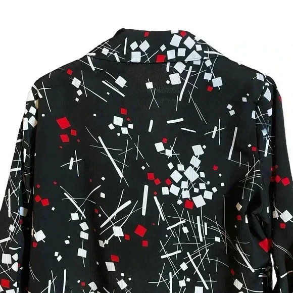 White Stag Women's Black Abstract Geometric Print Button Down Top Blouse 1X 16W - Picture 5 of 13